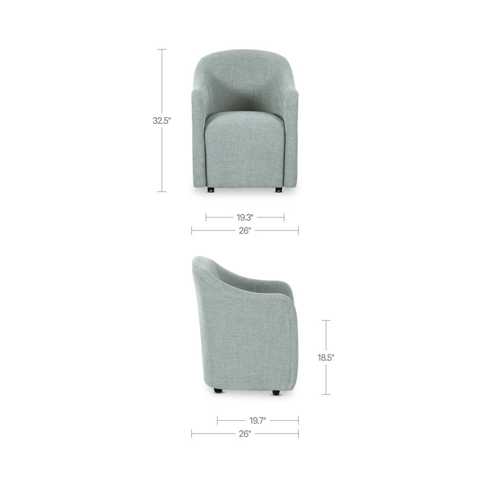 Drava Rolling Dining Chair Light Blue. Picture 3