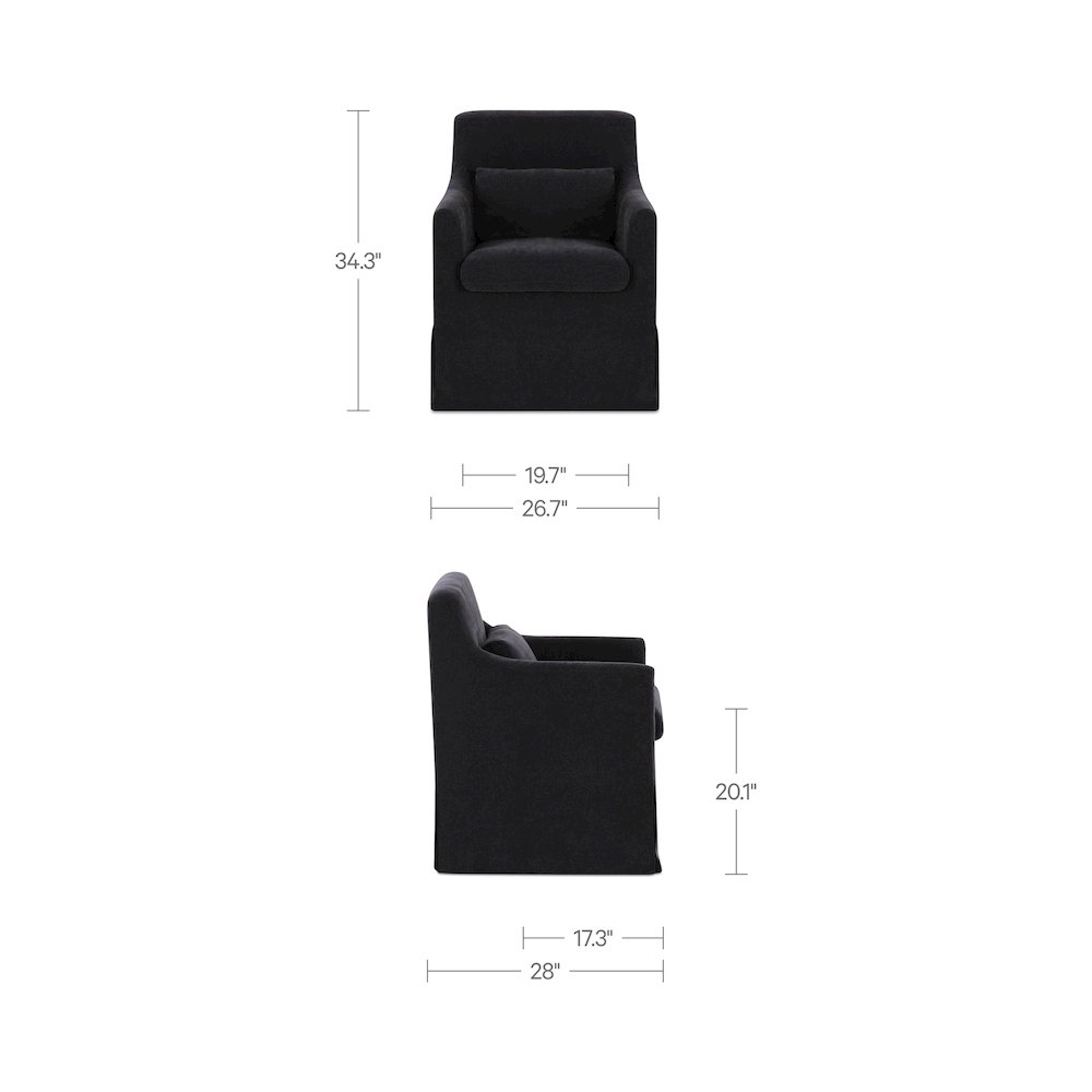 Lydia Slipcover Dining Chair Black. Picture 3