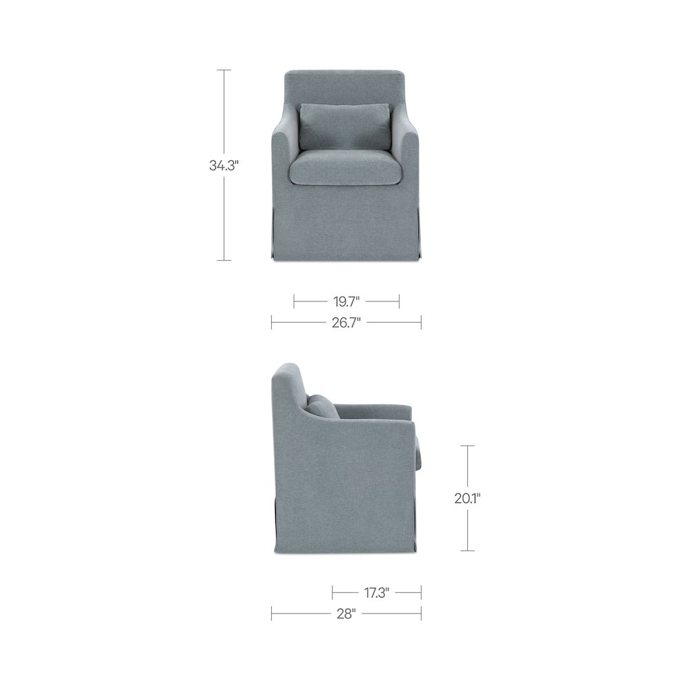 Lydia Slipcover Dining Chair Blue. Picture 3