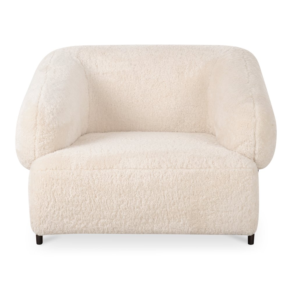 Devlin Lounge Chair Cream Faux Fur. Picture 1