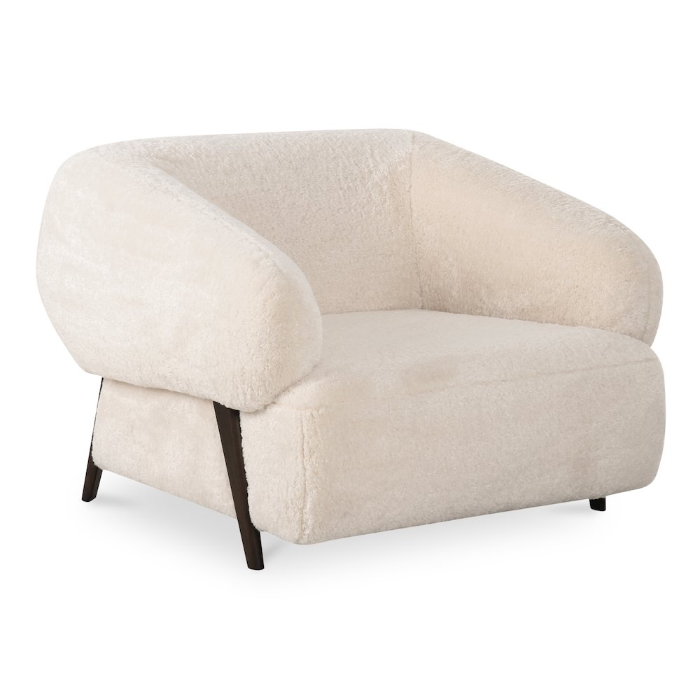 Devlin Lounge Chair Cream Faux Fur. Picture 2