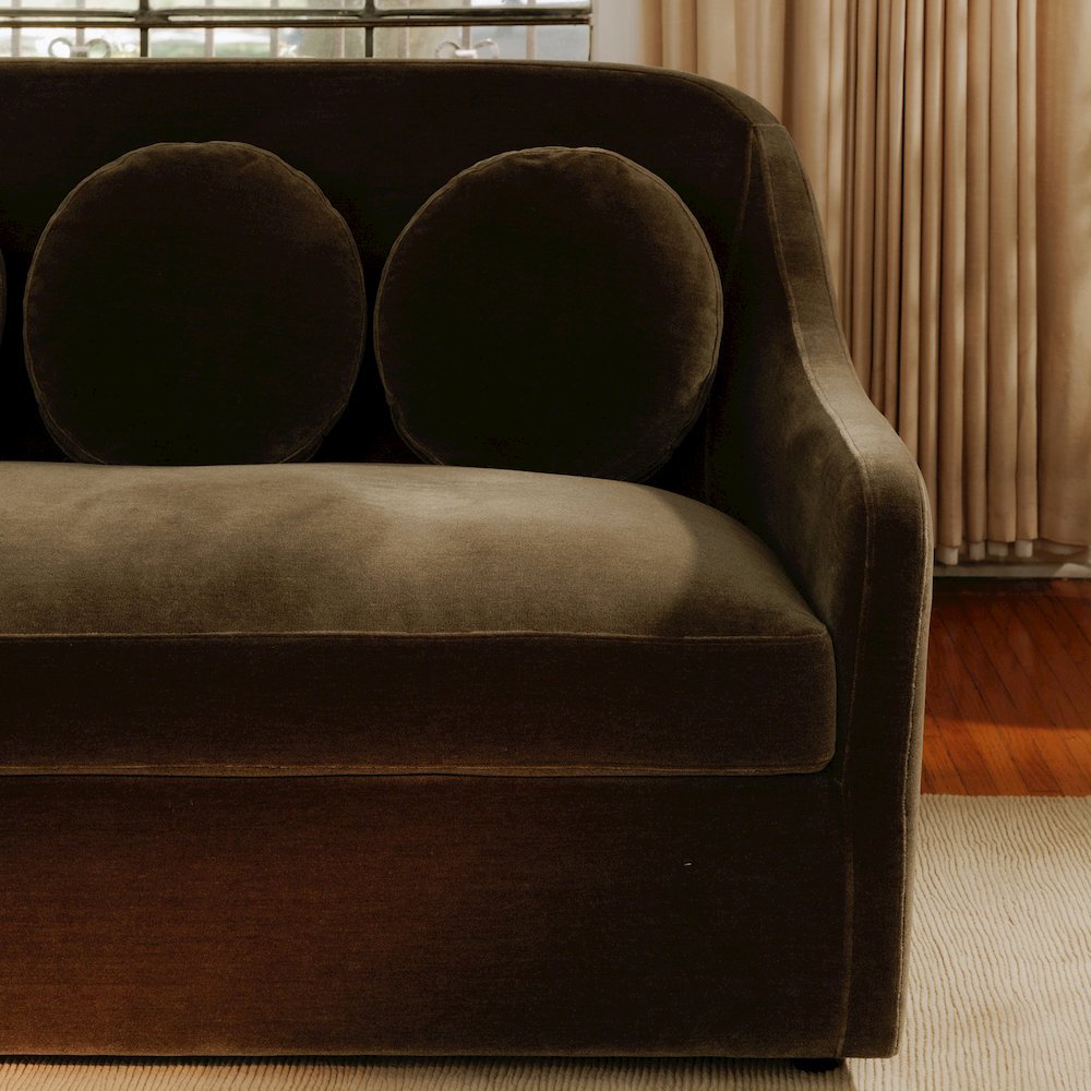 Rialto Sofa Dark Green Faux Mohair. Picture 2