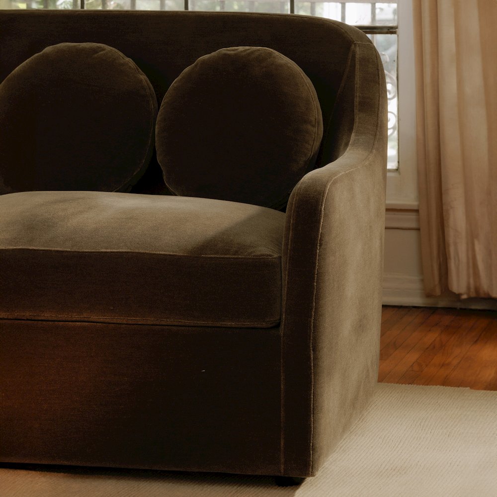 Rialto Sofa Dark Green Faux Mohair. Picture 9