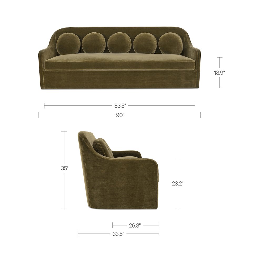 Rialto Sofa Dark Green Faux Mohair. Picture 11