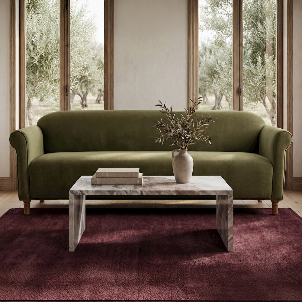 Harmony Sofa Dark Green Faux Mohair. Picture 2