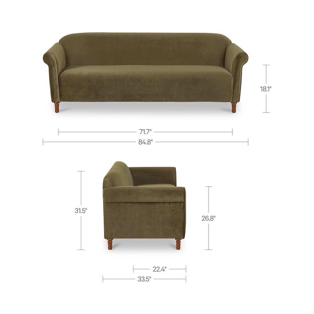 Harmony Sofa Dark Green Faux Mohair. Picture 3