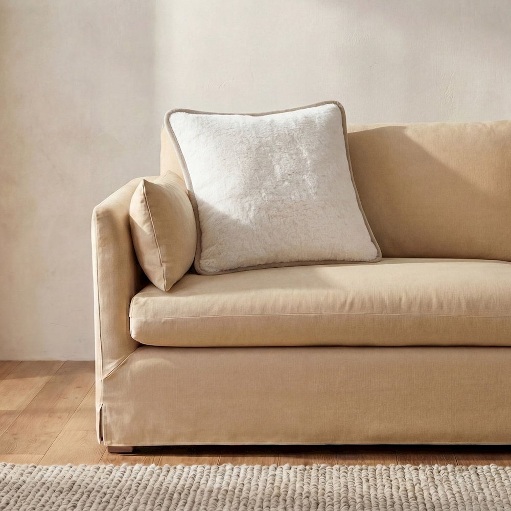 Carr 25In Cushion Faux Fur Cream. Picture 2