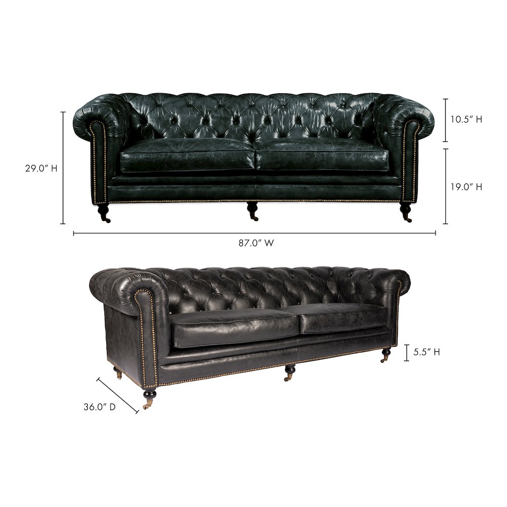 Birmingham Sofa Black Leather. Picture 15