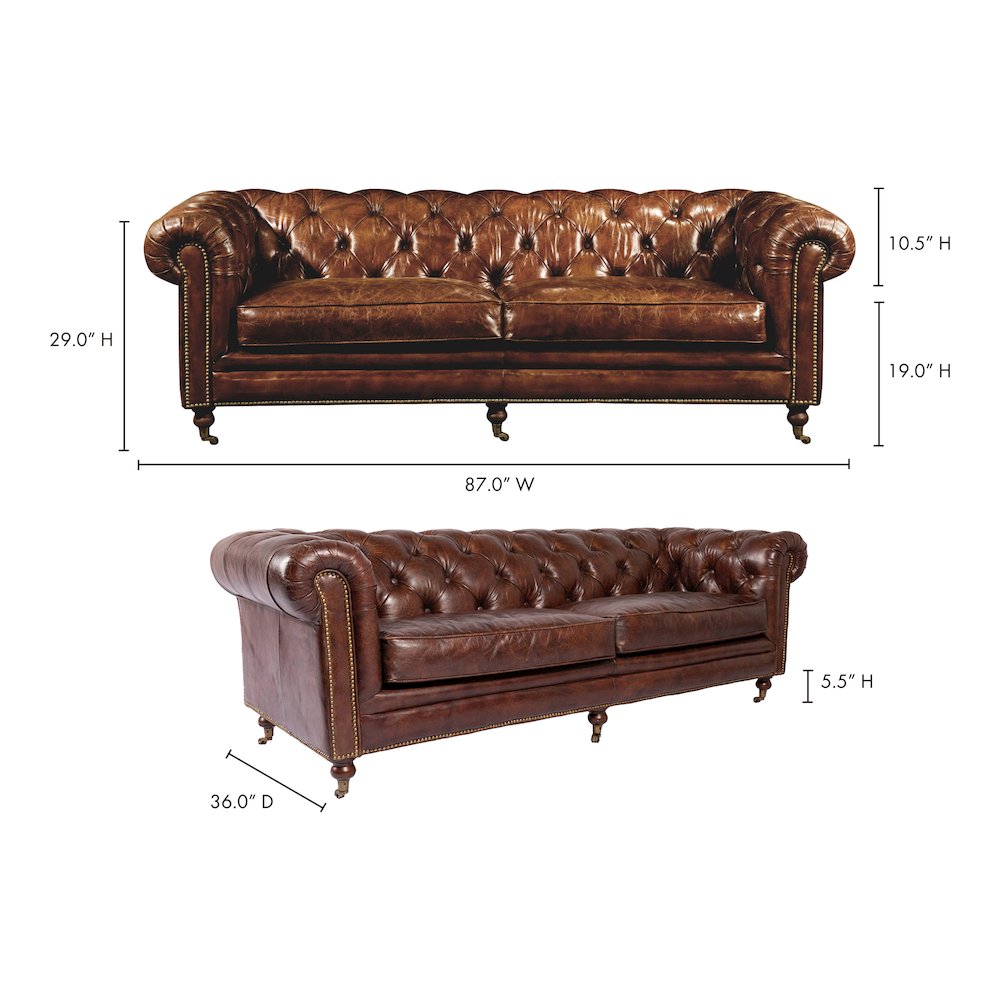 Birmingham Sofa Dark Brown Leather. Picture 8