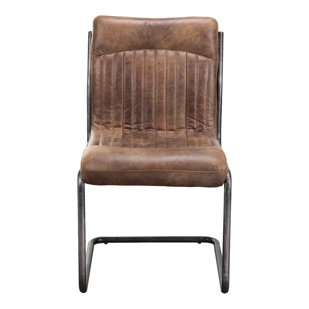 Ansel Dining Chair Grazed Brown Leather - Set Of Two. Picture 2