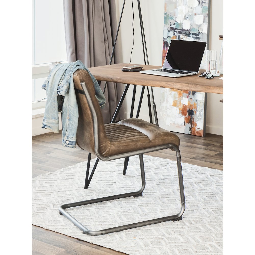 Ansel Dining Chair Grazed Brown Leather - Set Of Two. Picture 5