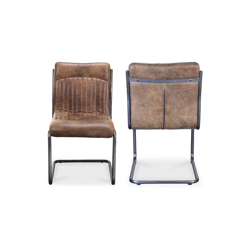 Ansel Dining Chair Grazed Brown Leather - Set Of Two. Picture 1