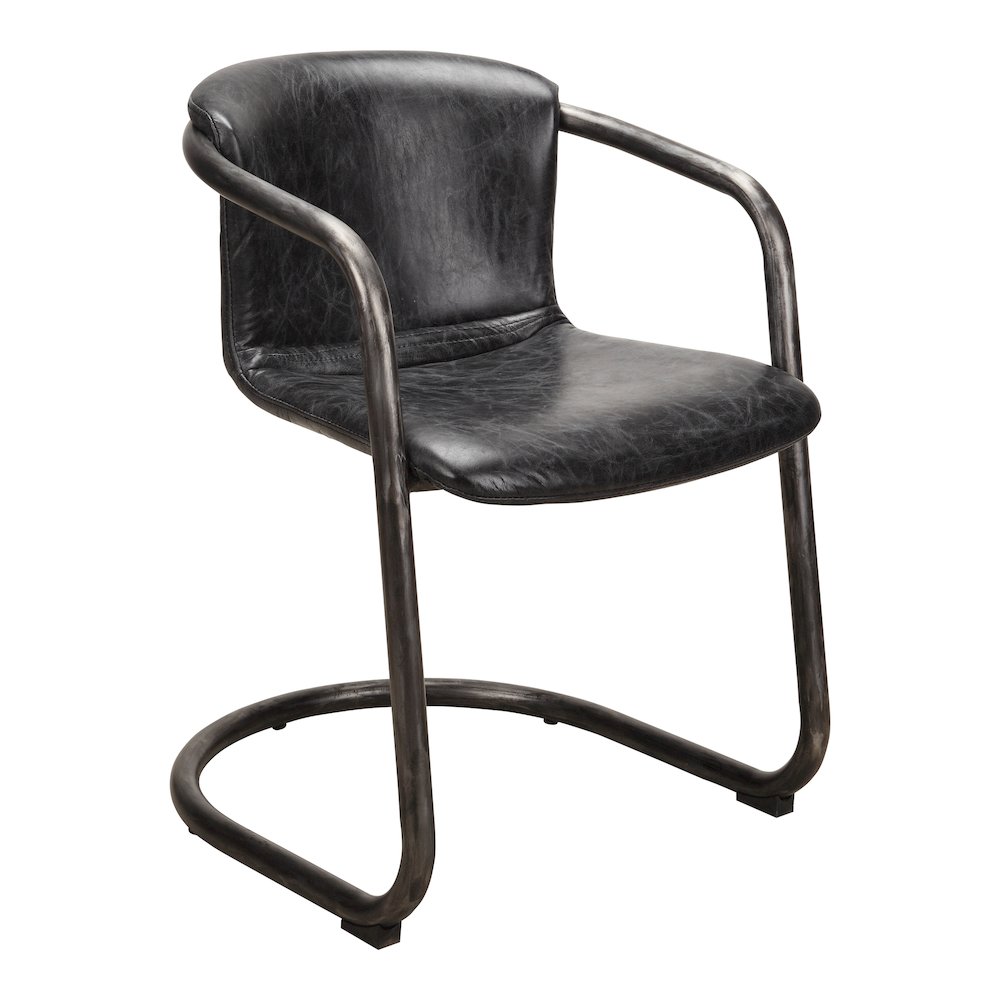 Freeman Dining Chair Onyx Black Leather - Set Of Two. Picture 4