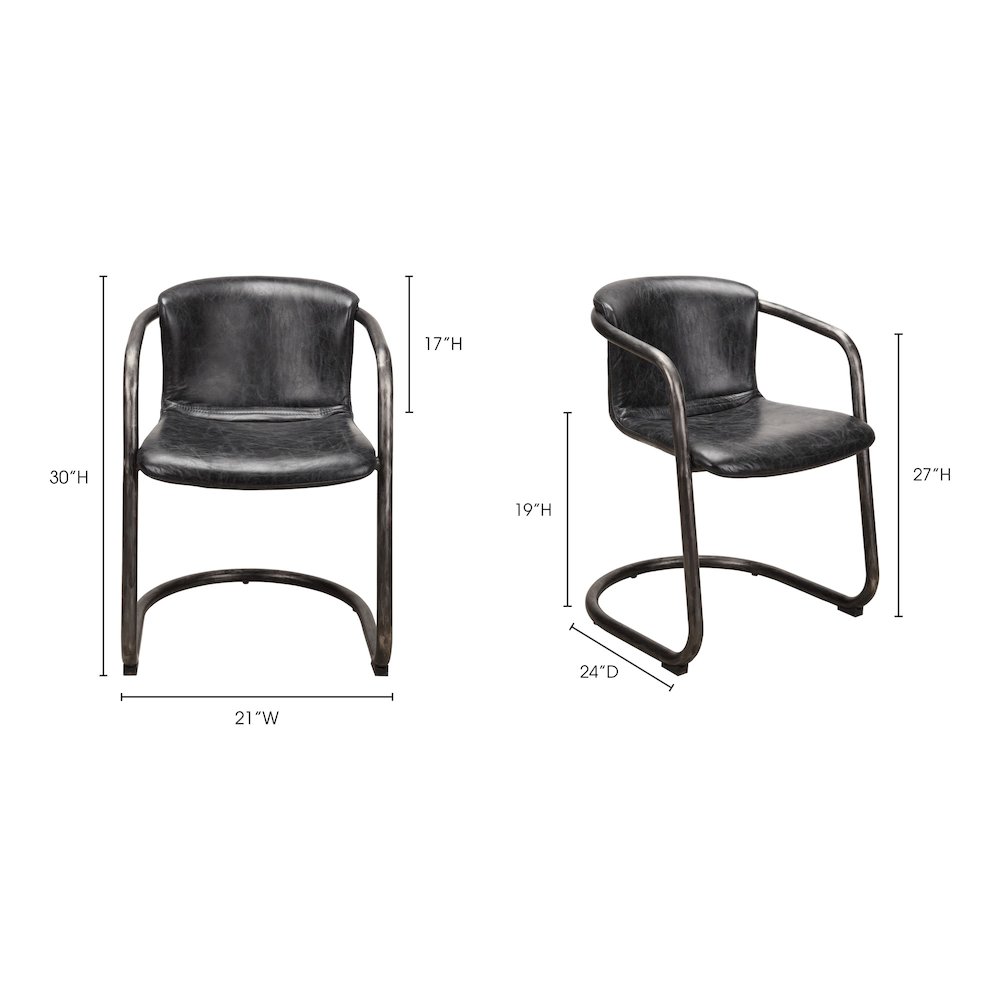 Freeman Dining Chair Onyx Black Leather - Set Of Two. Picture 10