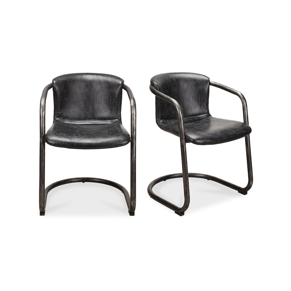Freeman Dining Chair Onyx Black Leather - Set Of Two. Picture 1