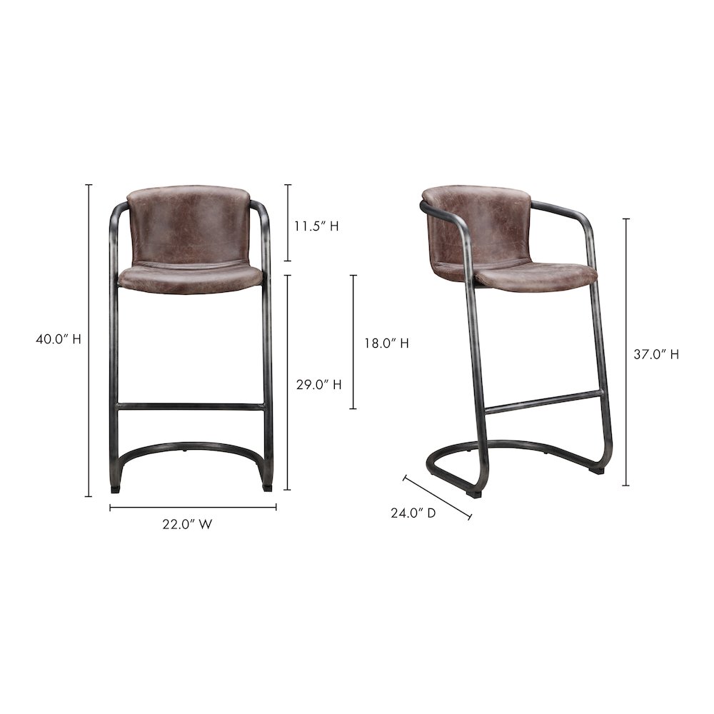 Freeman Barstool Grazed Brown Leather - Set Of Two. Picture 8