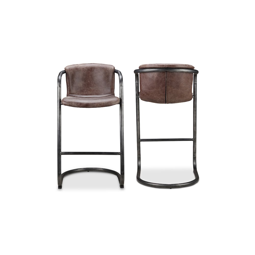 Freeman Barstool Grazed Brown Leather - Set Of Two. Picture 2