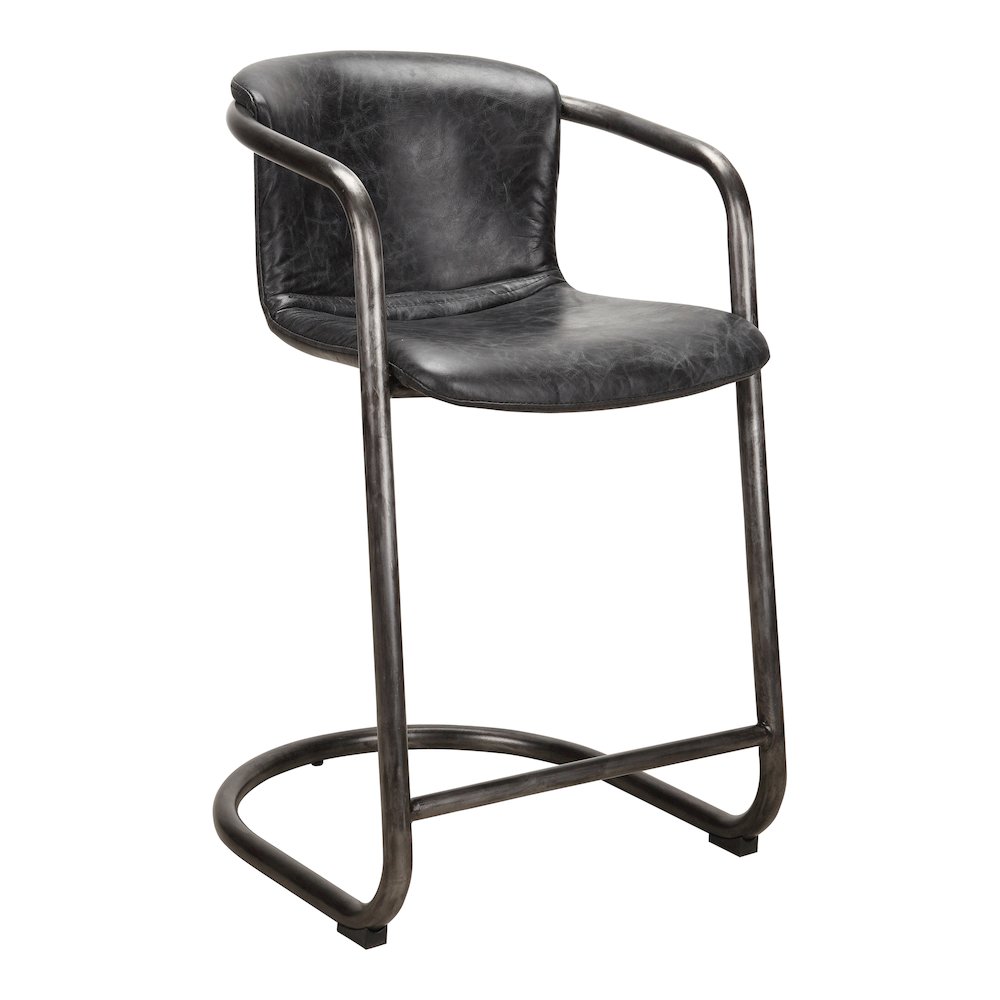 Freeman Counter Stool Onyx Black Leather - Set Of Two. Picture 4