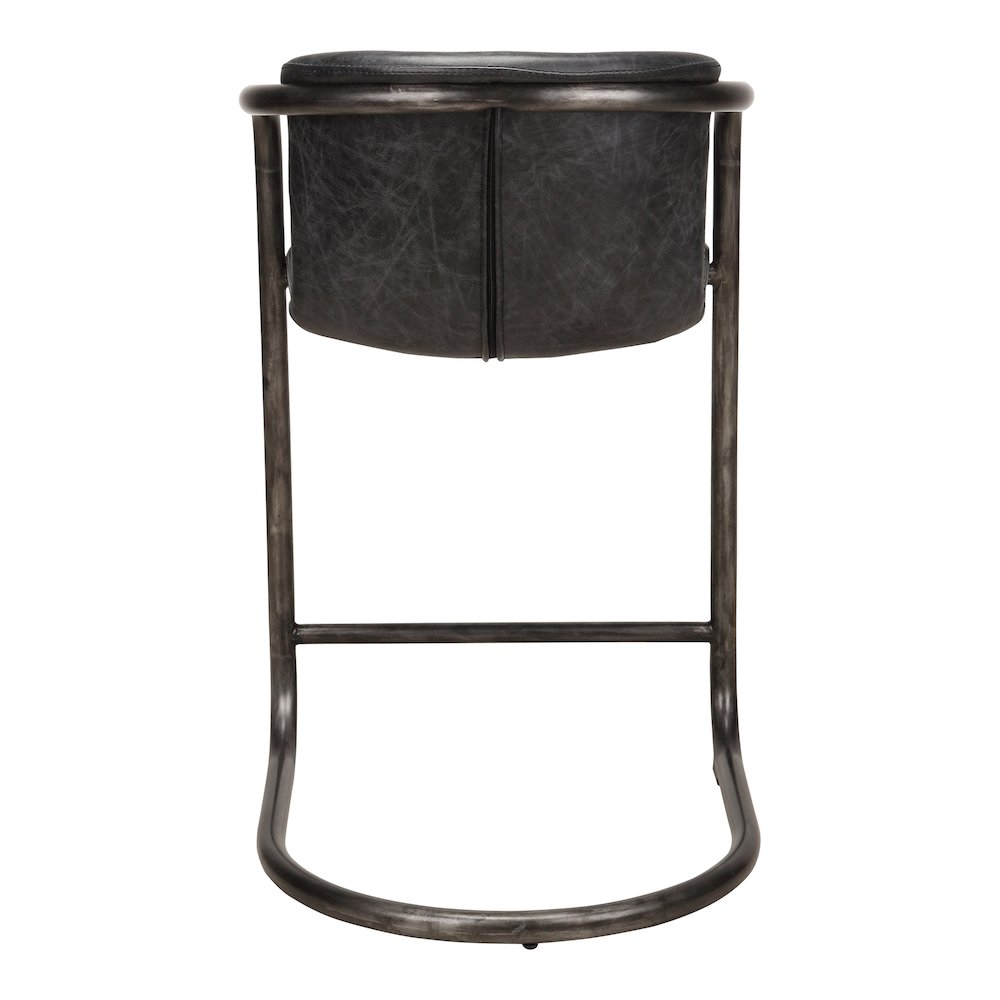 Freeman Counter Stool Onyx Black Leather - Set Of Two. Picture 5