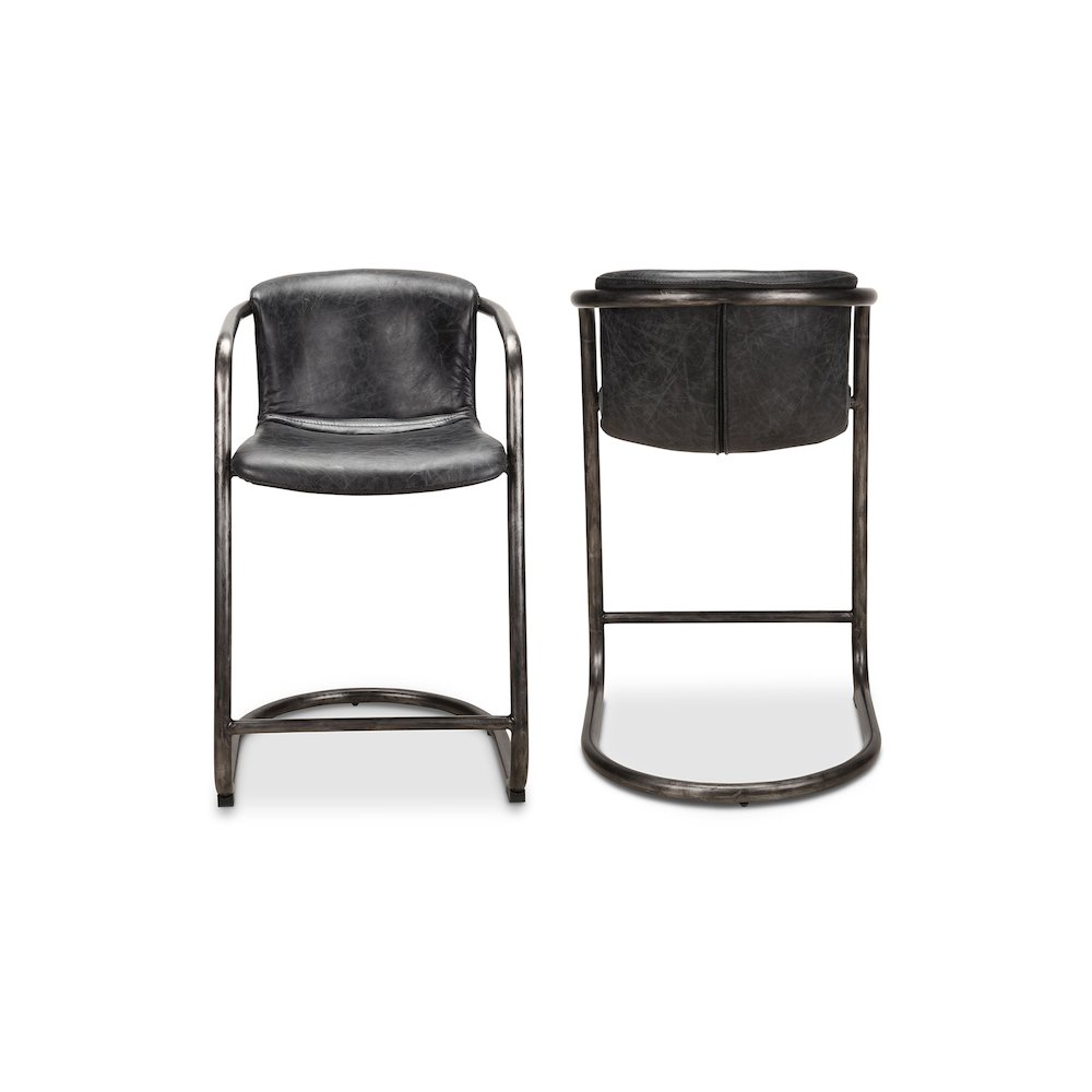 Freeman Counter Stool Onyx Black Leather - Set Of Two. Picture 2