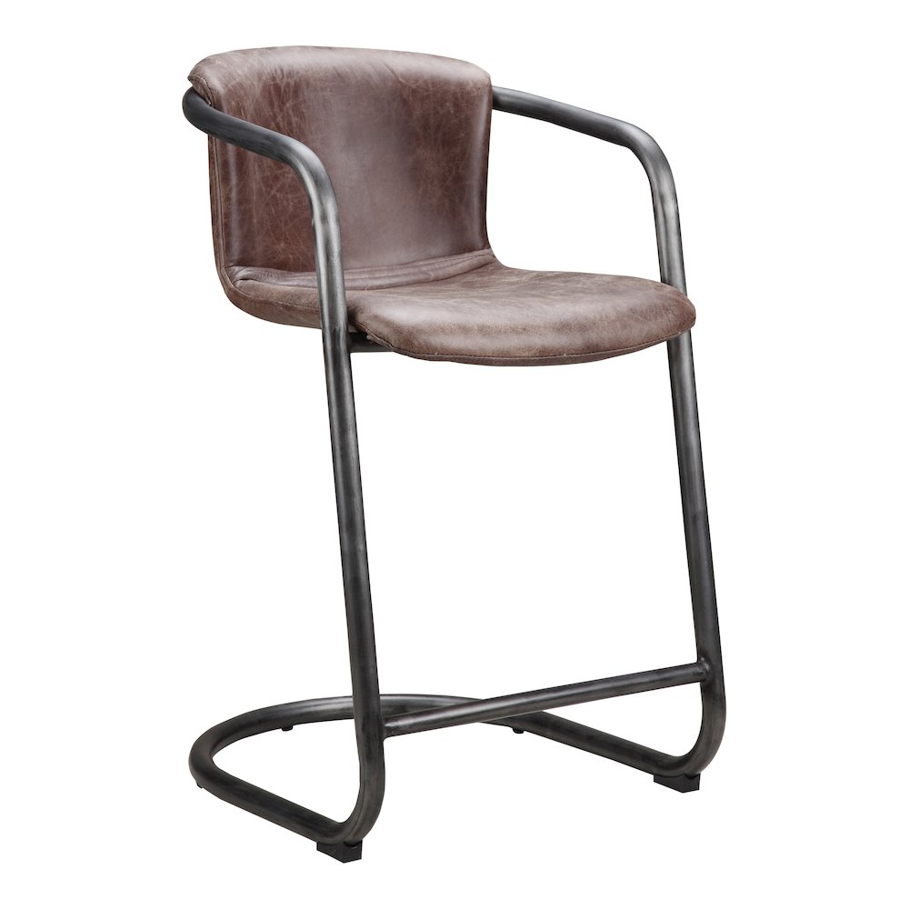 Freeman Counter Stool Grazed Brown Leather - Set Of Two. Picture 4