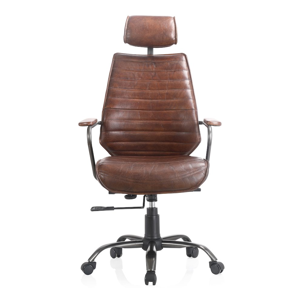 Executive Office Chair Dark Brown Leather. Picture 1