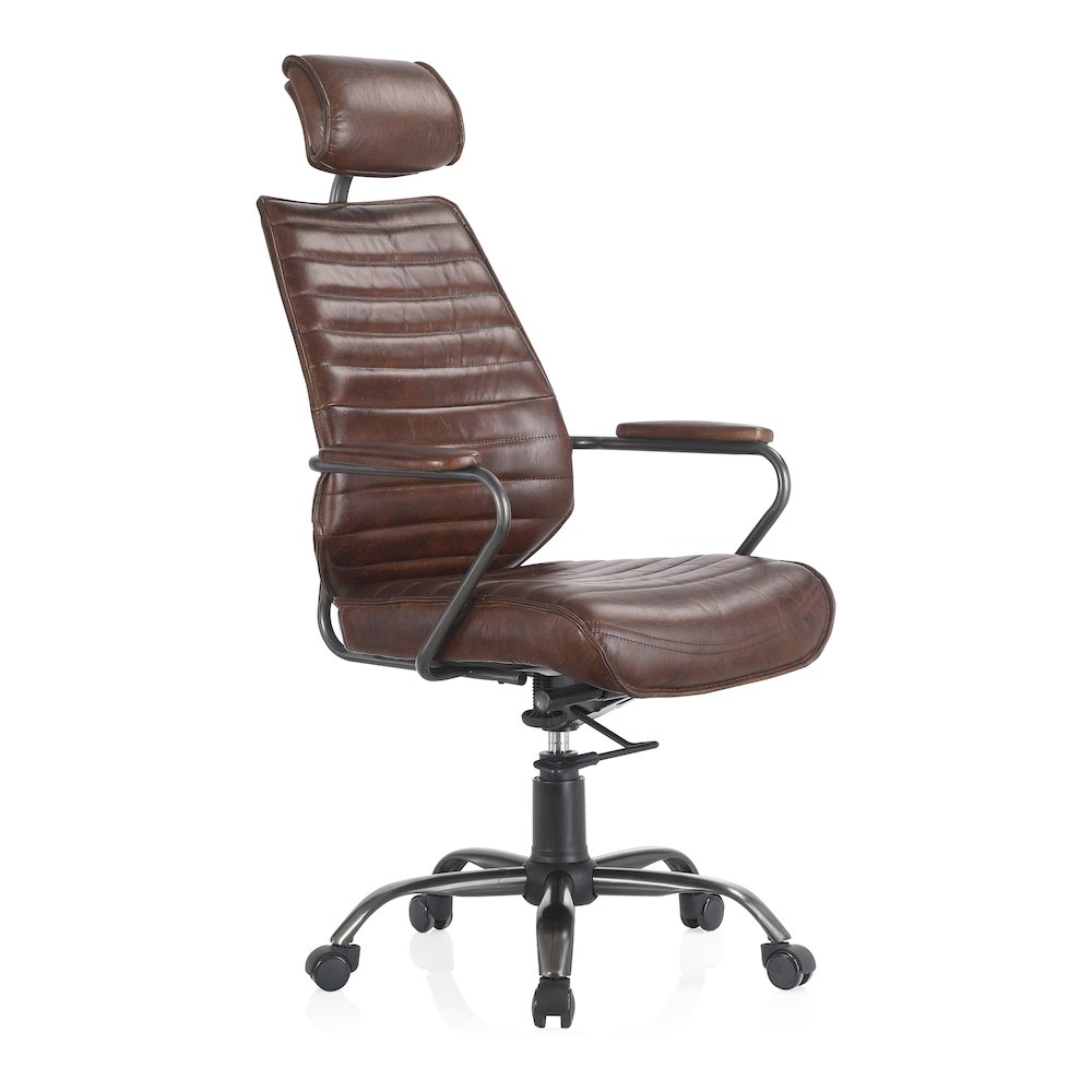 Executive Office Chair Dark Brown Leather. Picture 2