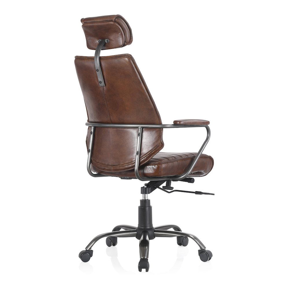 Executive Office Chair Dark Brown Leather. Picture 5
