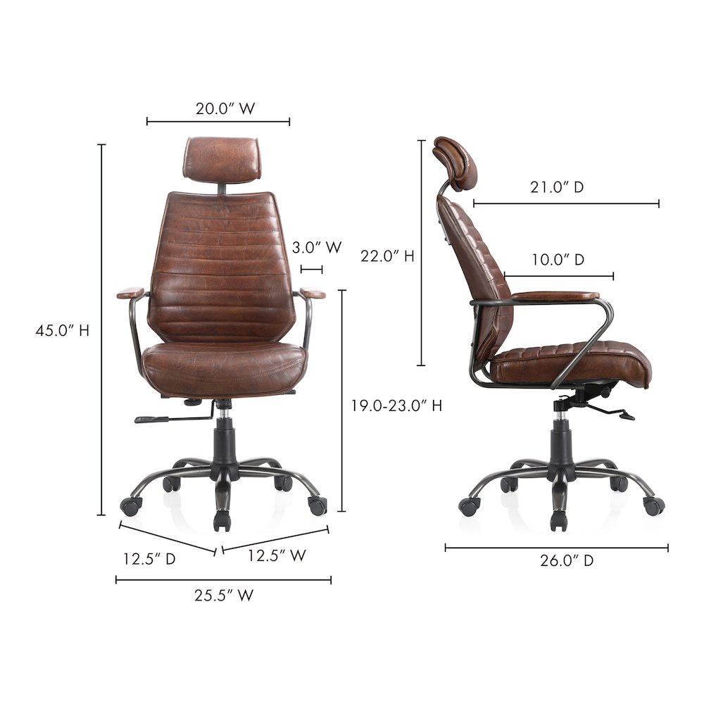 Executive Office Chair Dark Brown Leather. Picture 12