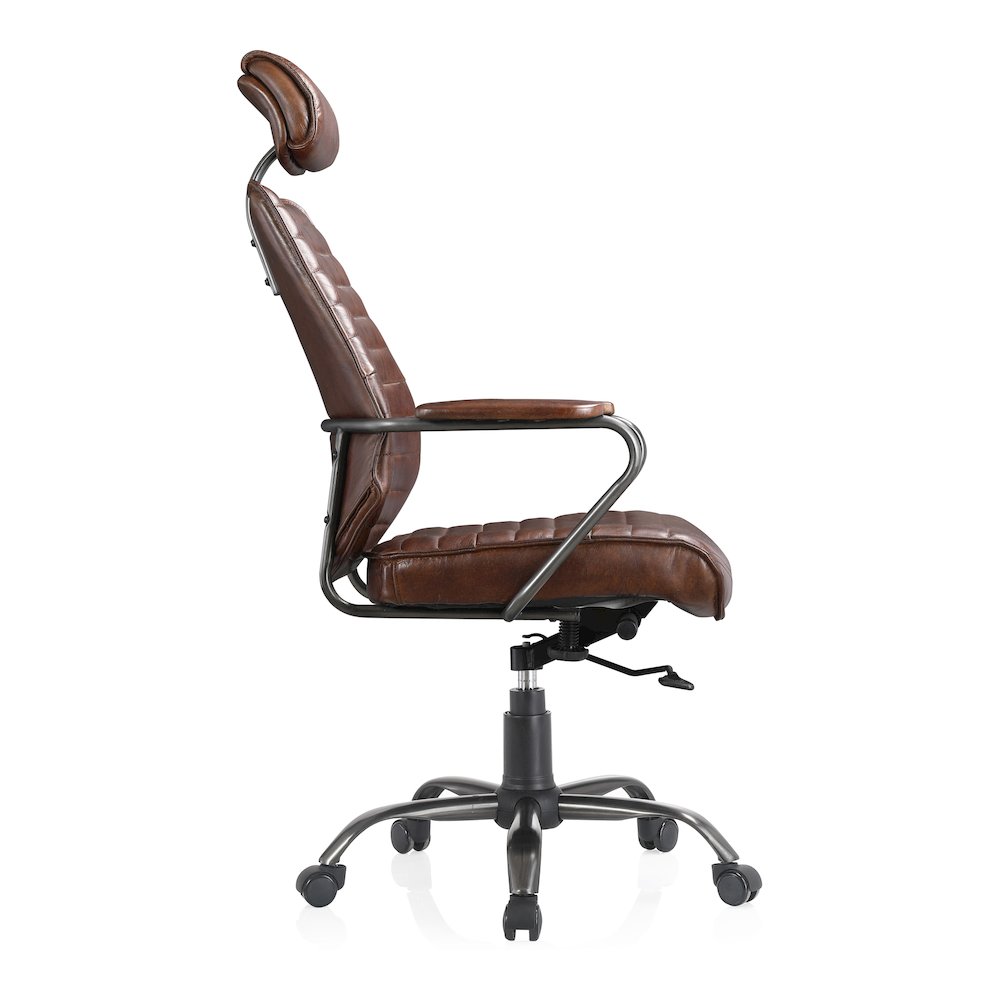 Executive Office Chair Dark Brown Leather. Picture 3