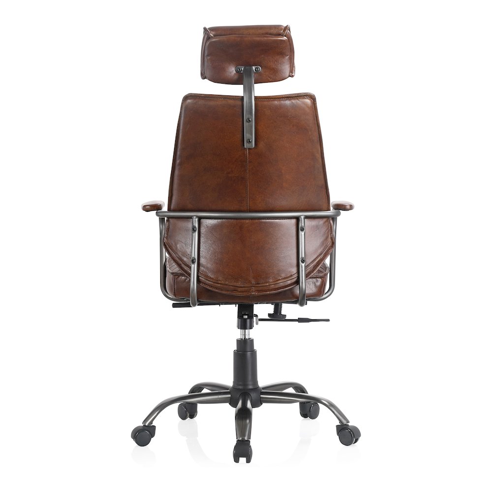 Executive Office Chair Dark Brown Leather. Picture 4