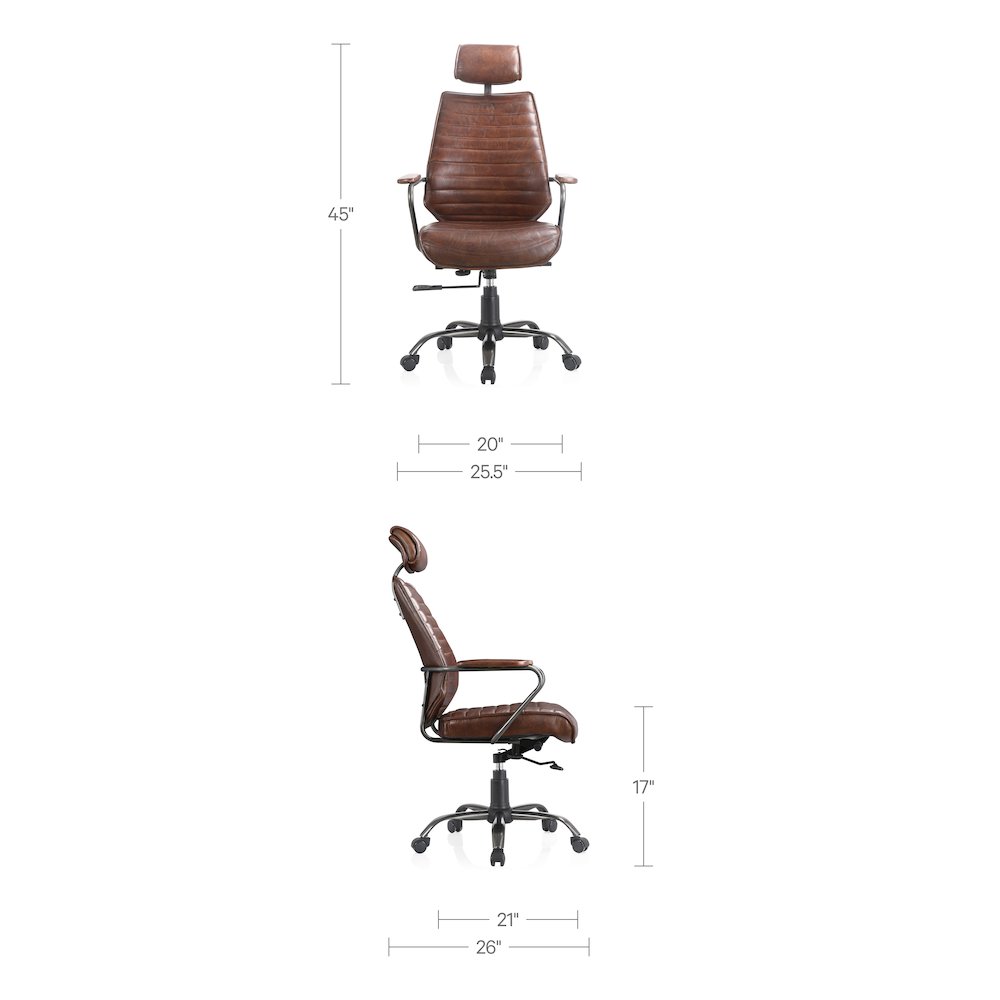 Executive Office Chair Dark Brown Leather. Picture 10