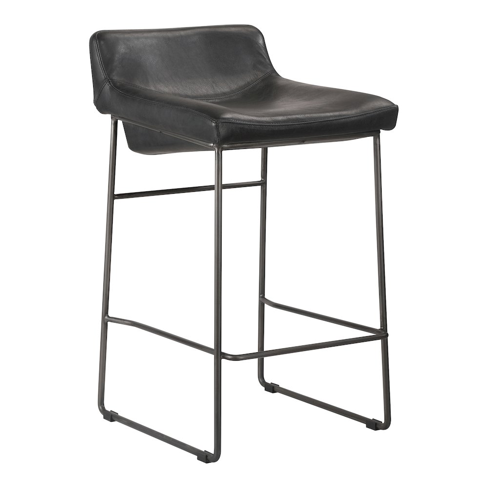 Starlet Counter Stool Onyx Black Leather - Set Of Two. Picture 5
