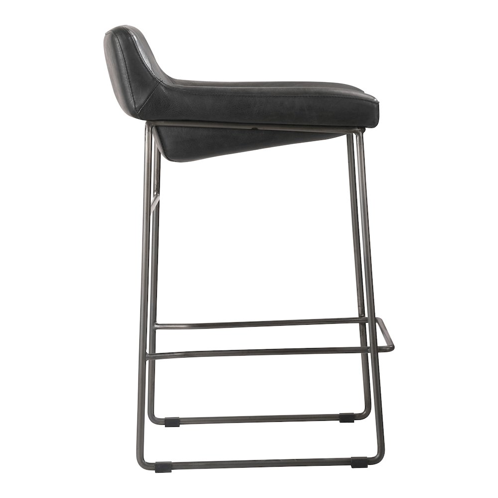 Starlet Counter Stool Onyx Black Leather - Set Of Two. Picture 6