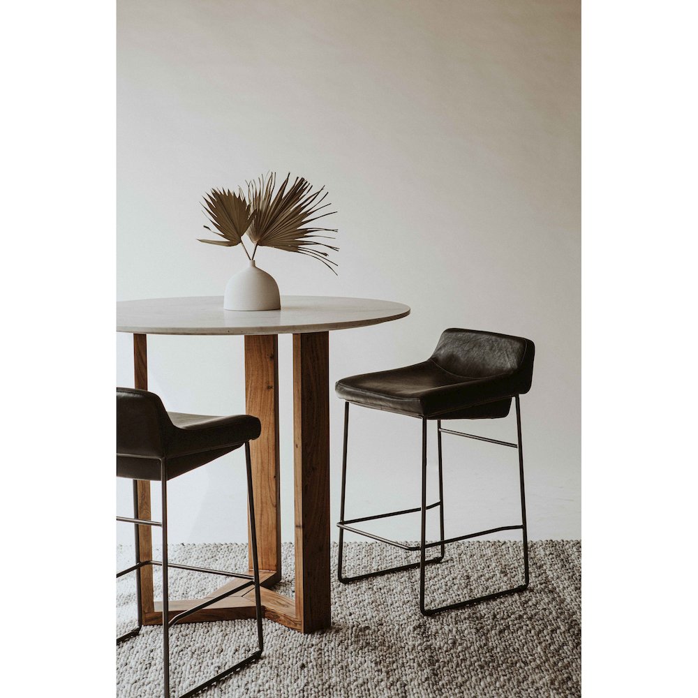 Starlet Counter Stool Onyx Black Leather - Set Of Two. Picture 10