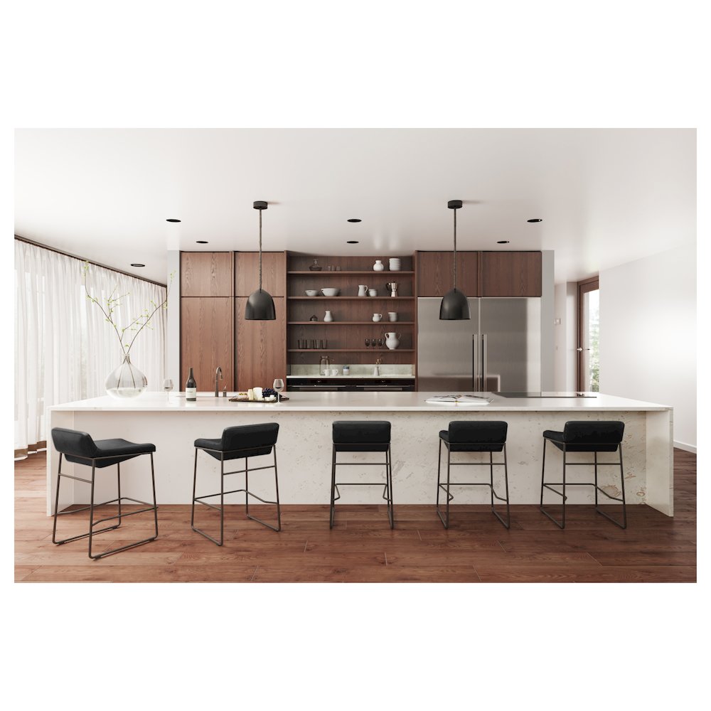 Starlet Counter Stool Onyx Black Leather - Set Of Two. Picture 13