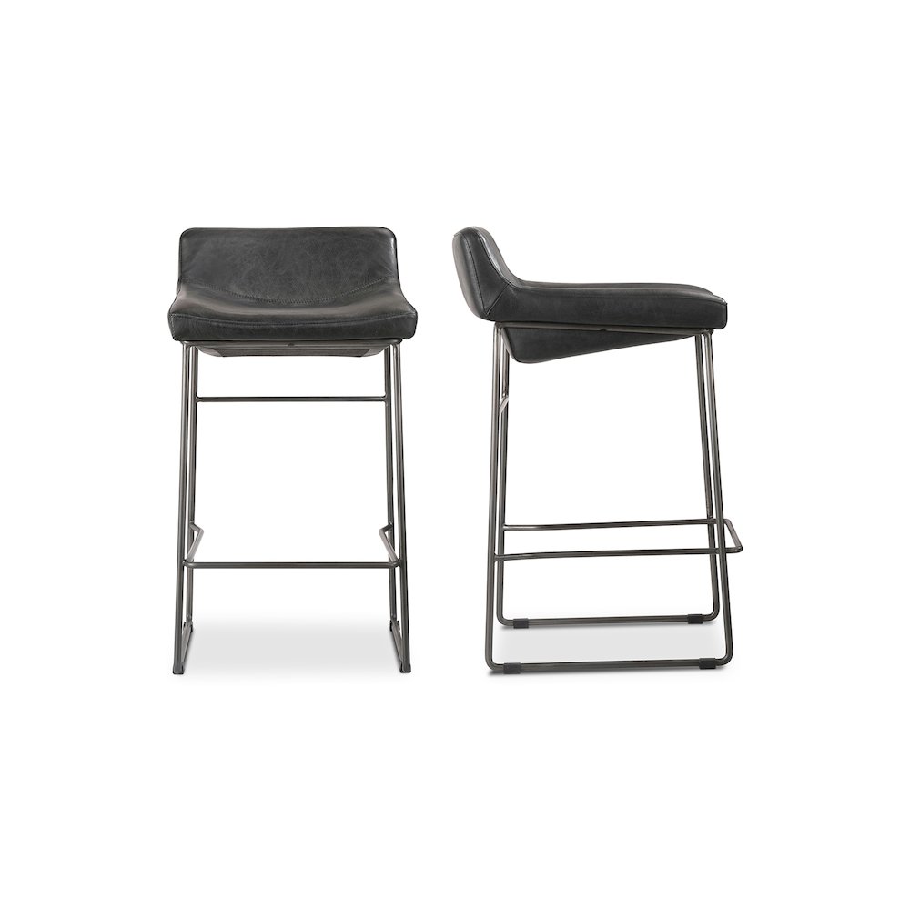 Starlet Counter Stool Onyx Black Leather - Set Of Two. Picture 1