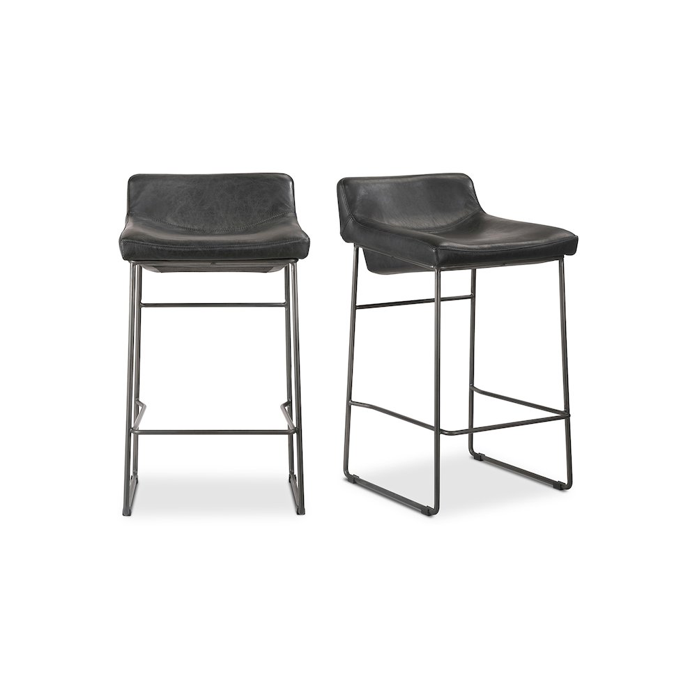 Starlet Counter Stool Onyx Black Leather - Set Of Two. Picture 2