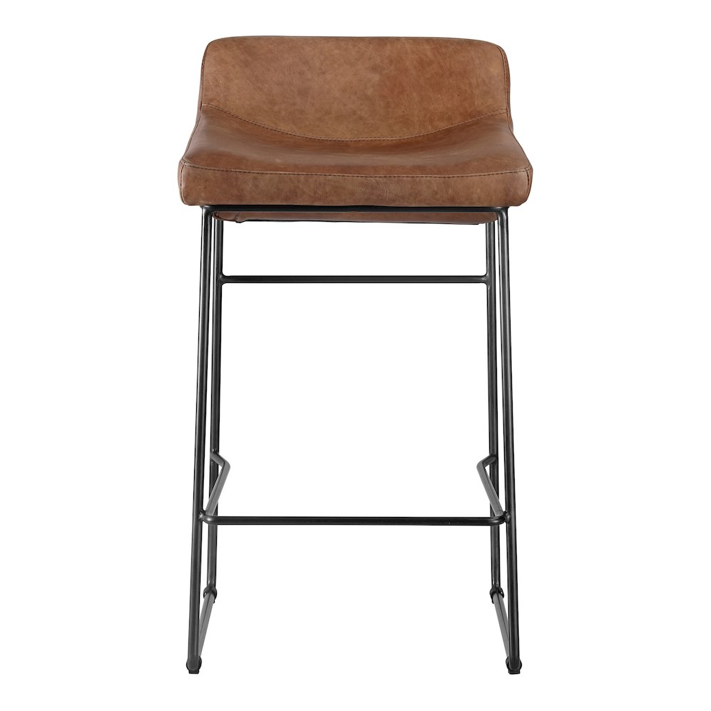 Starlet Counter Stool Open Road Brown Leather - Set Of Two. Picture 4