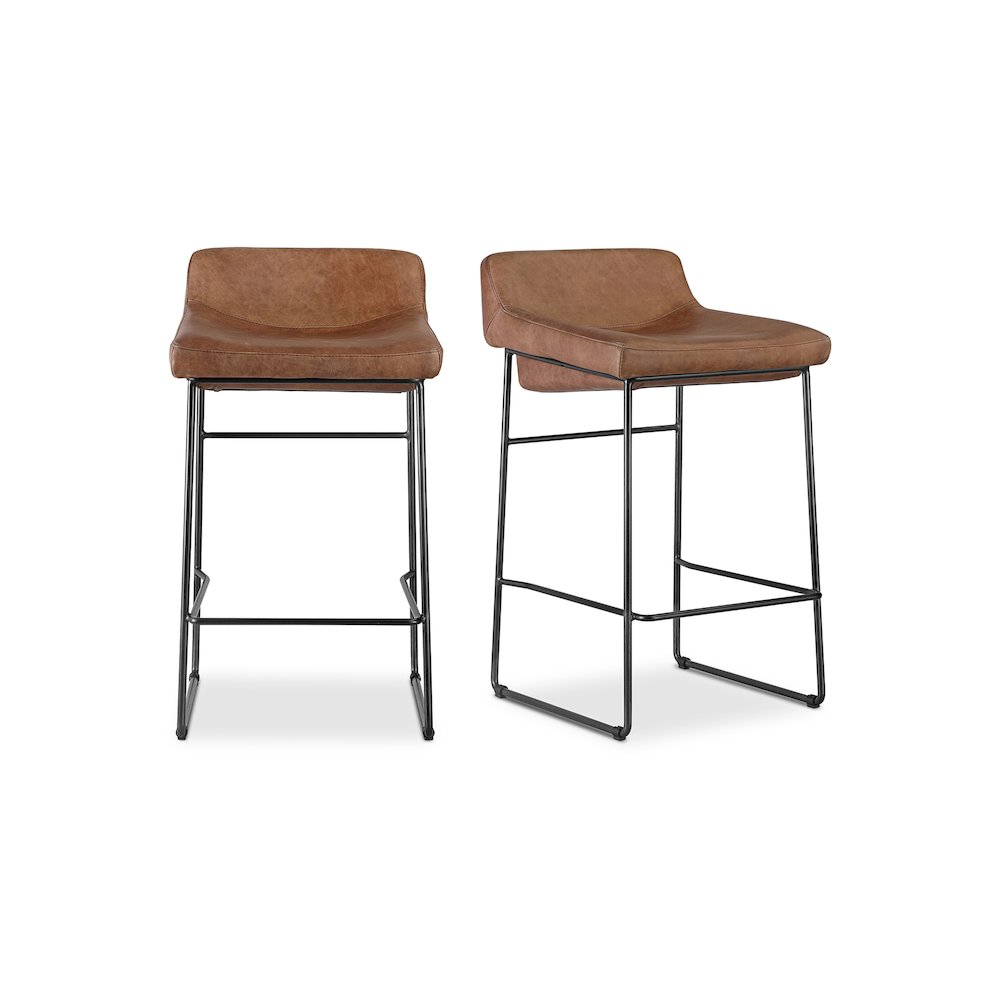 Starlet Counter Stool Open Road Brown Leather - Set Of Two. Picture 2