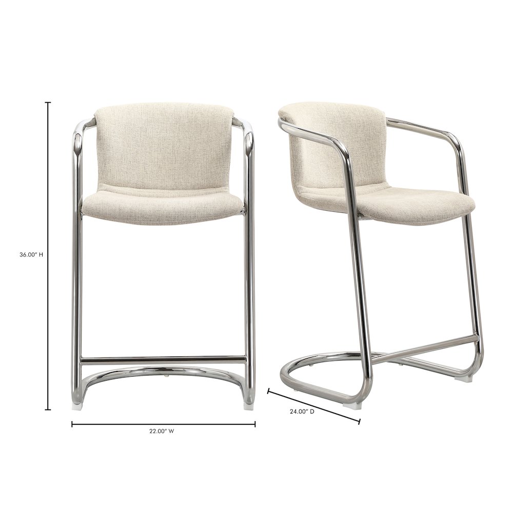 Freeman Chrome Frame Counter Stool Blended Cream - Set Of Two. Picture 11