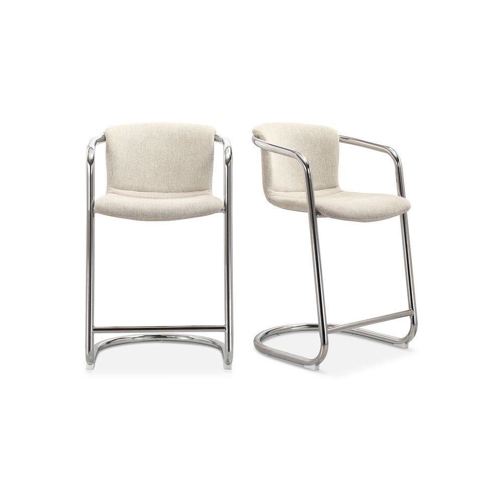 Freeman Chrome Frame Counter Stool Blended Cream - Set Of Two. Picture 1