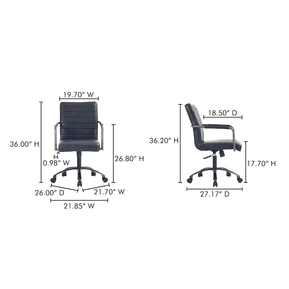 Roy Office Chair Black Leather. Picture 11