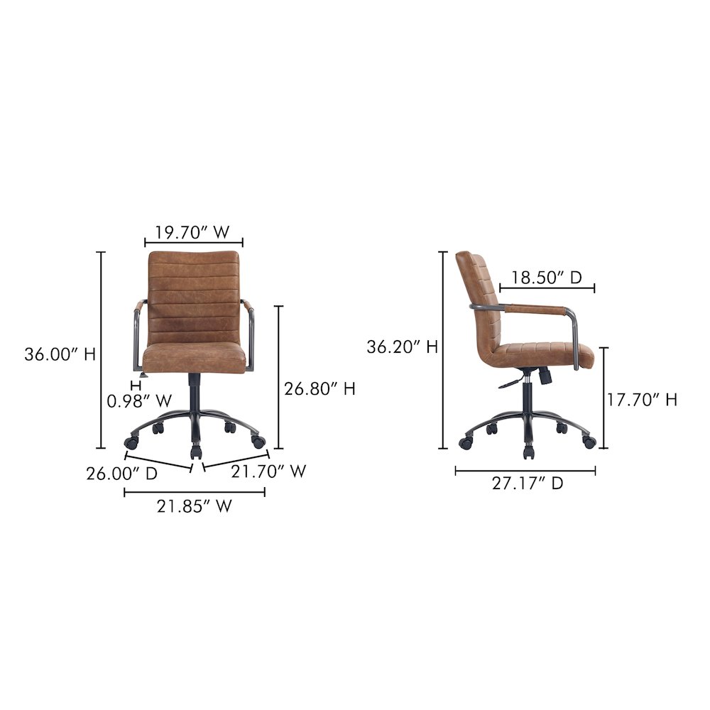 Roy Office Chair Open Road Brown Leather. Picture 11