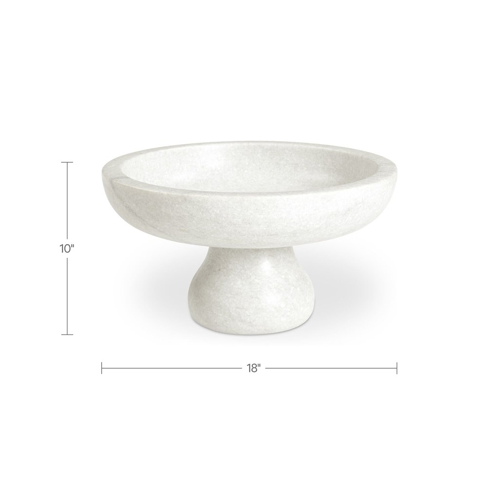 Palermo Pedestal Bowl White Marble. Picture 3