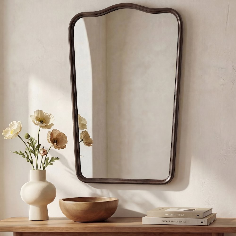Keyes Mirror Blackened Bronze Cast Aluminum. Picture 2