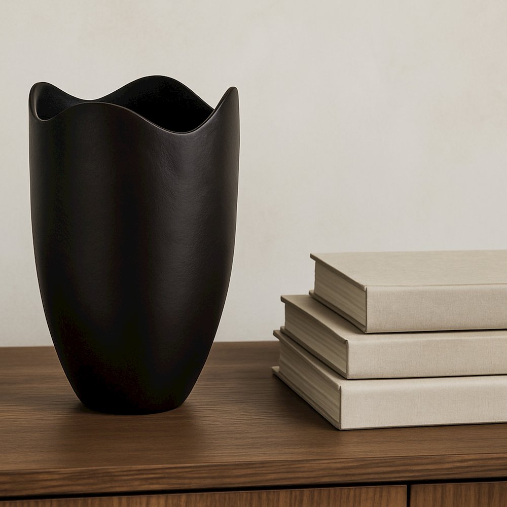 Athena Cast Aluminum Vase Blackened Bronze. Picture 2