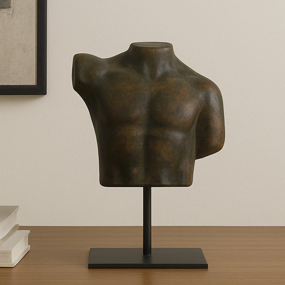 Victor Cast Aluminum Sculpture Dark Green Patina. Picture 2