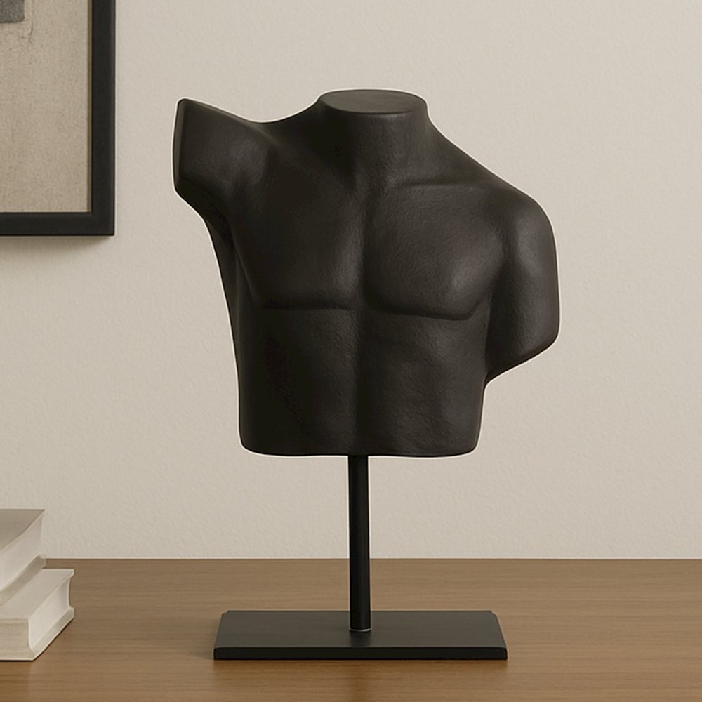 Victor Cast Alumiinum Sculpture Aged Black. Picture 2