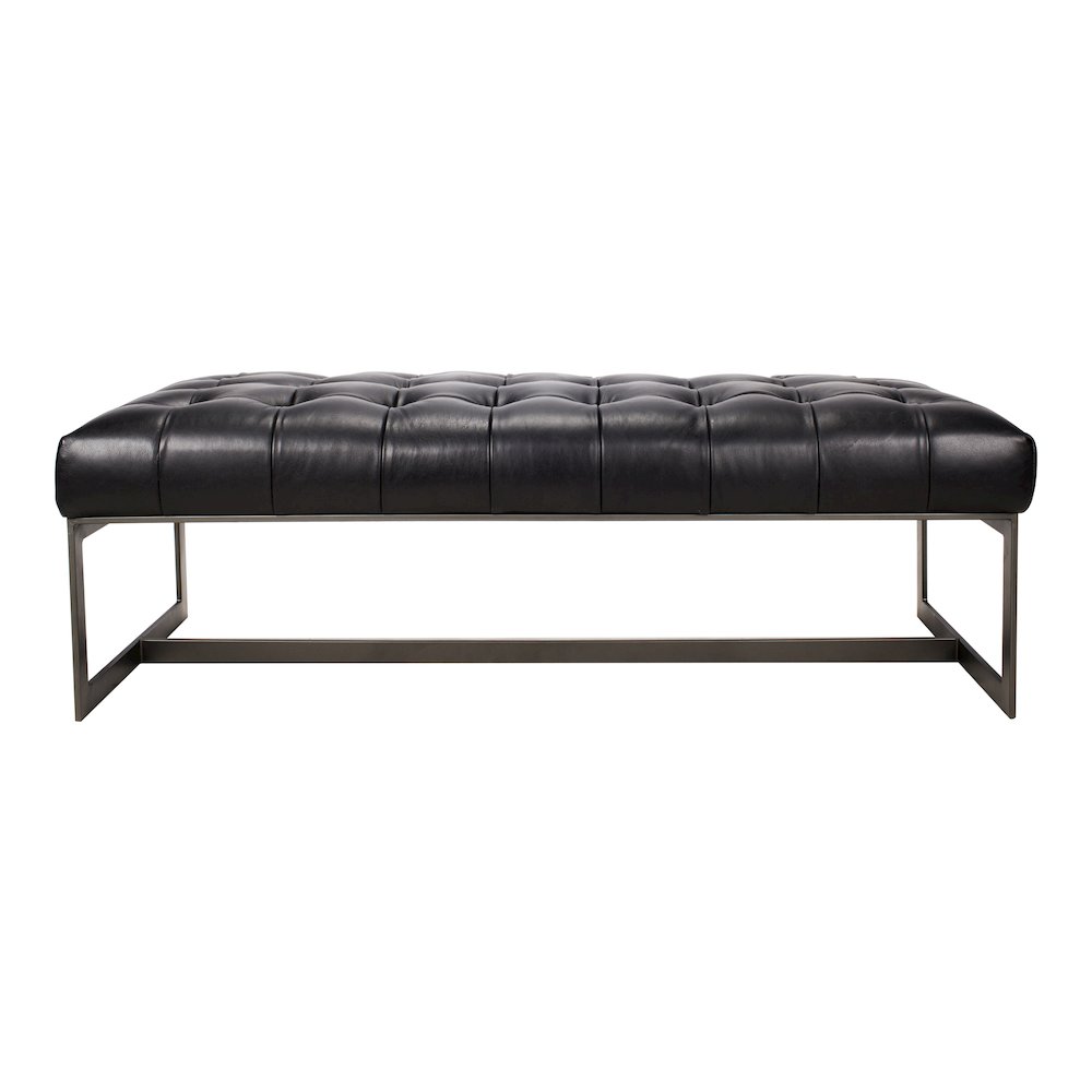 Wyatt Leather Bench Black. Picture 1